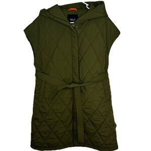 Orolay Quilted Hooded Olive Green Vest